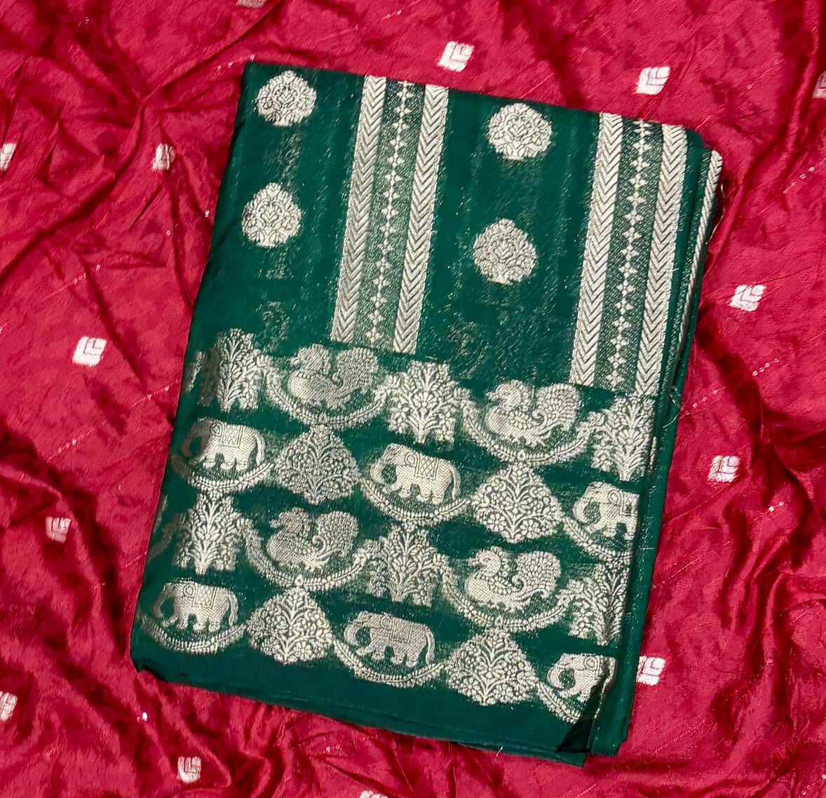 SJ035 ZARI WORK BANARASI SIK WITH ELEPHANT DESIGN
