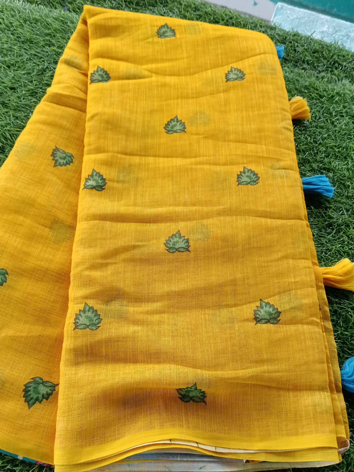 SJ006 LENIN COTTON YELLOW SAREE