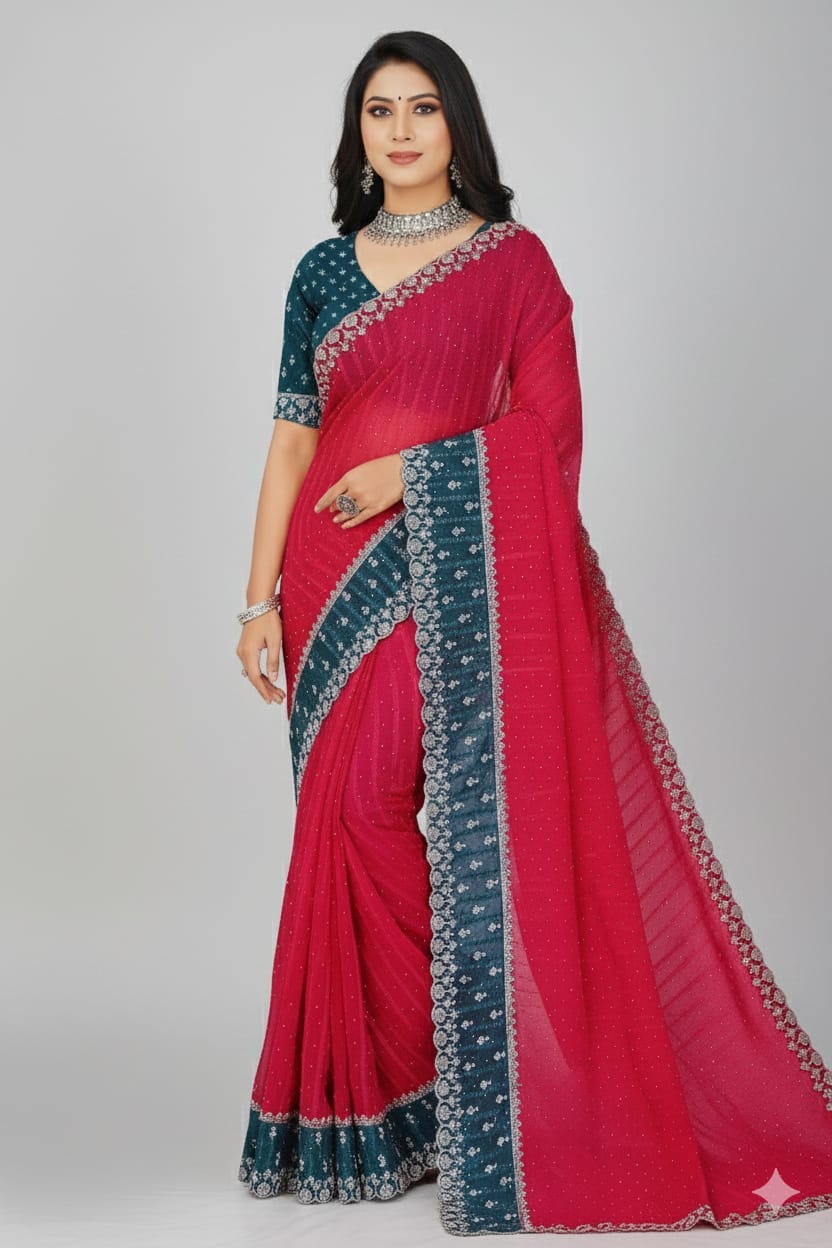 SJ012 ELEGANT STONE WORK SAREE