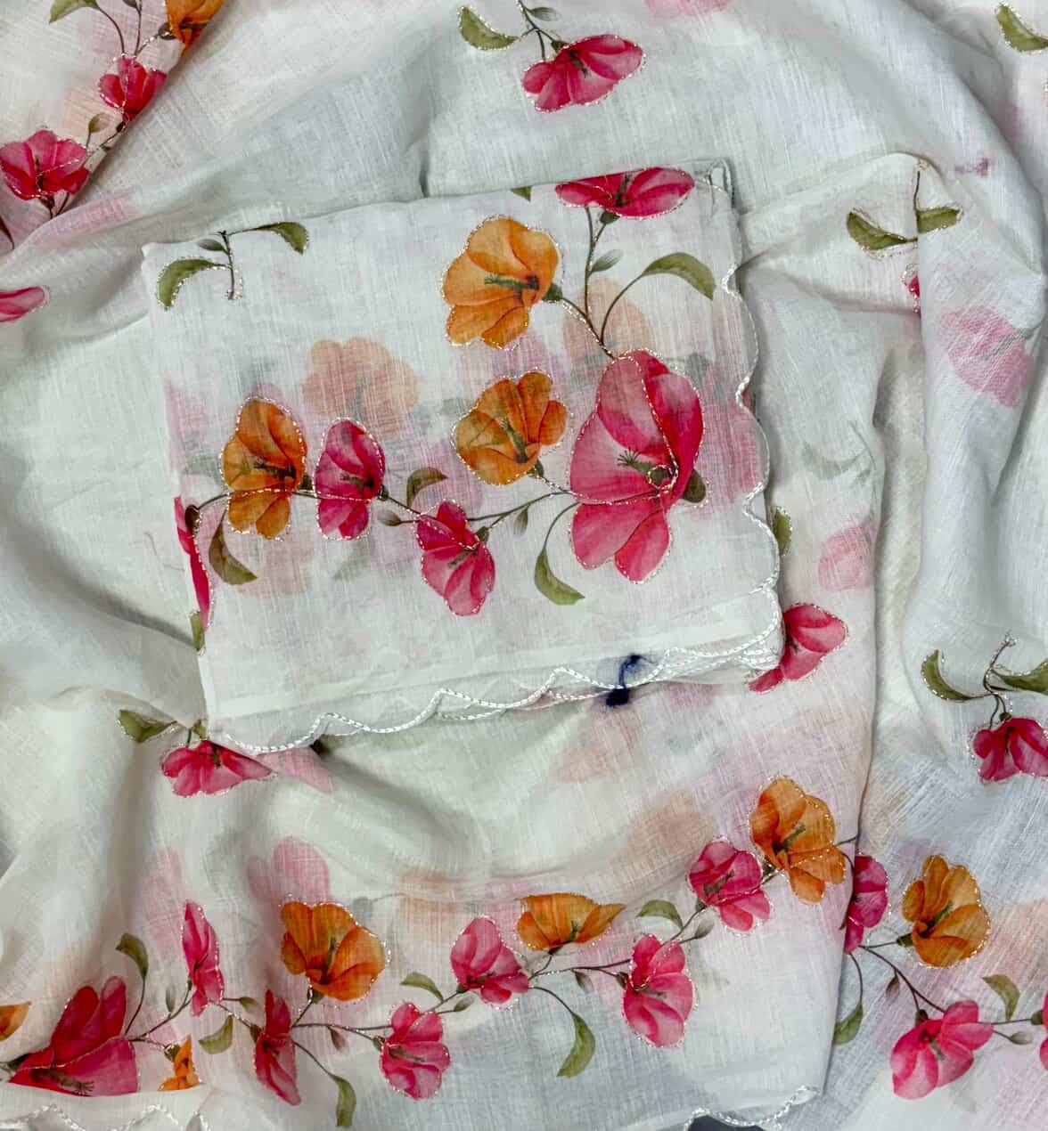 SJ032 EXCLUSIVE LINEN COTTON WITH FLORAL PRINT
