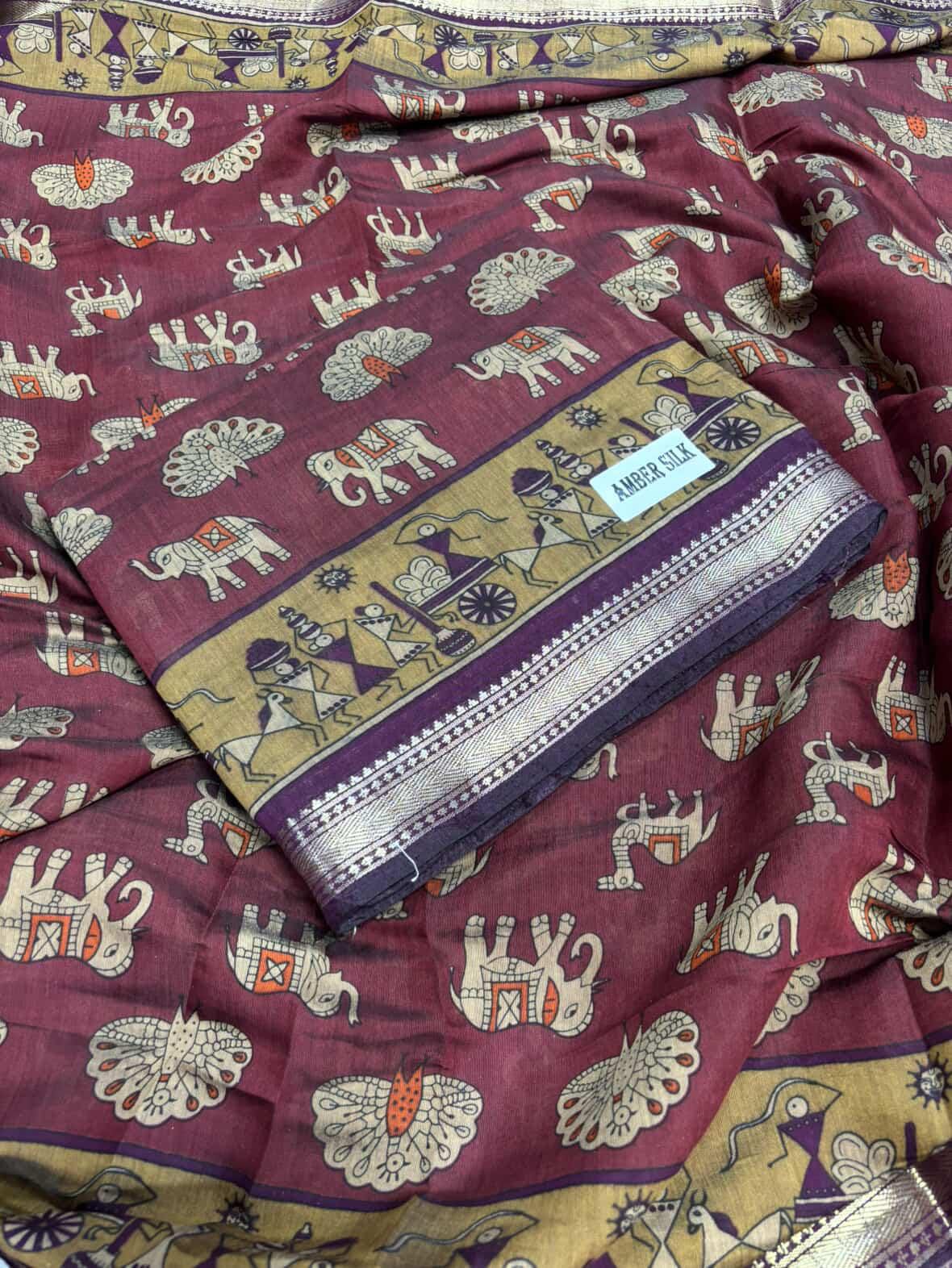SJ031 OPULENT KALAMKARI SAREE WITH CONTRAST BLOUSE
