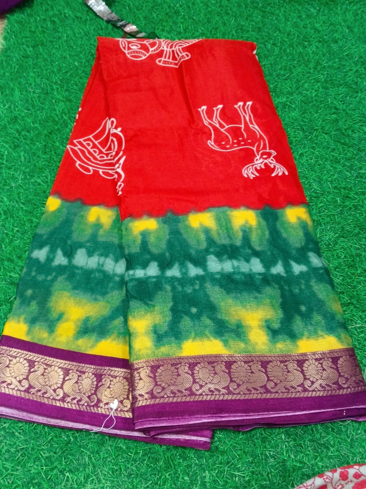 SJ128 SHIBORI PRINT DOUVLE COLOUR SAREE