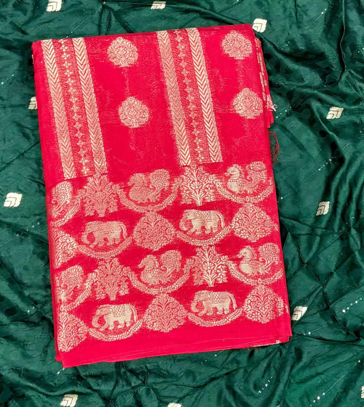 SJ035 ZARI WORK BANARASI SIK WITH ELEPHANT DESIGN