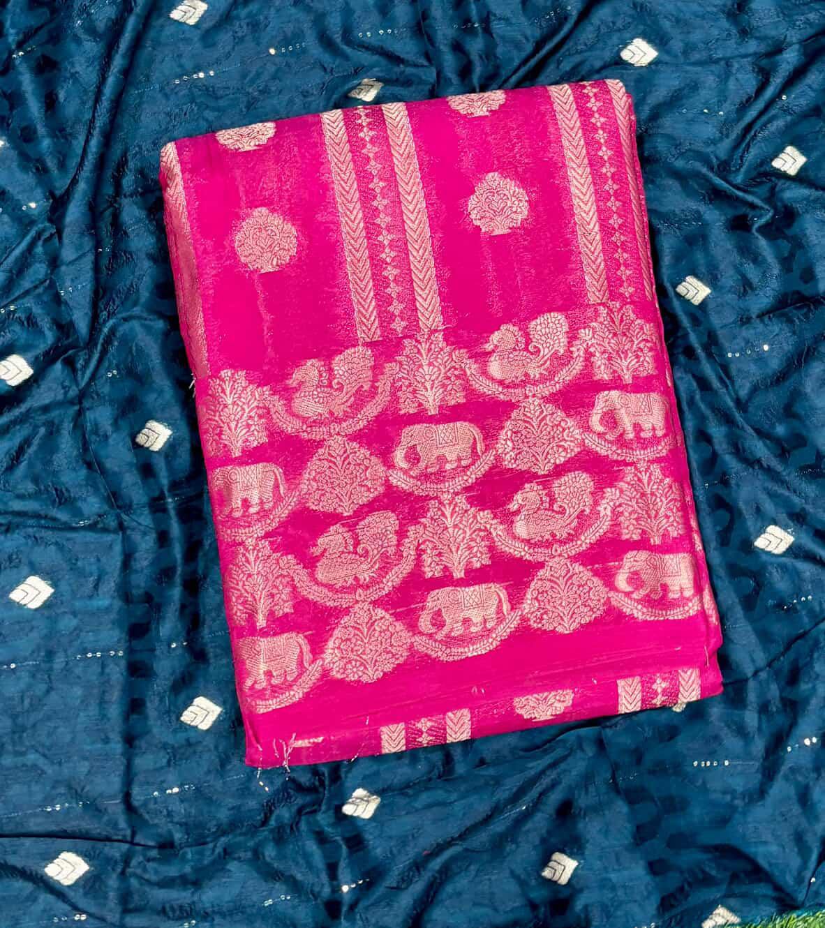 SJ035 ZARI WORK BANARASI SIK WITH ELEPHANT DESIGN