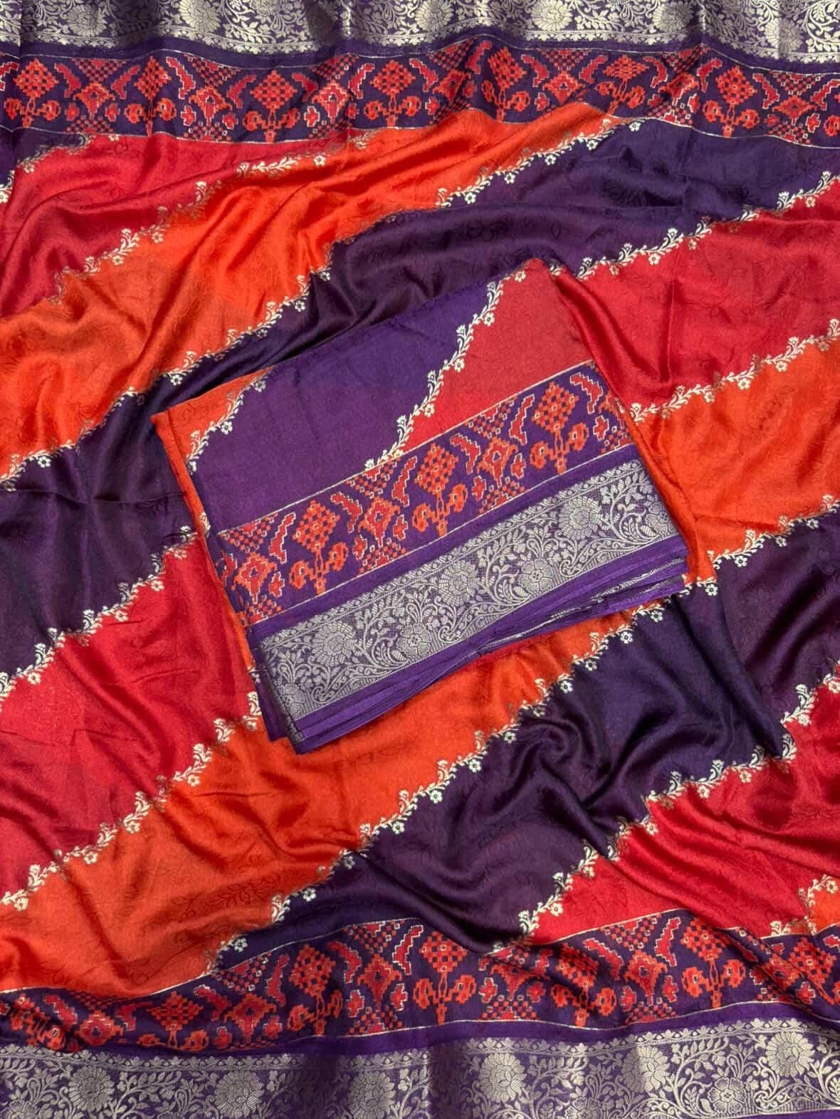 SJ075 MARSHMALLOW FABRIC SAREE WITH MULTICOLOUR