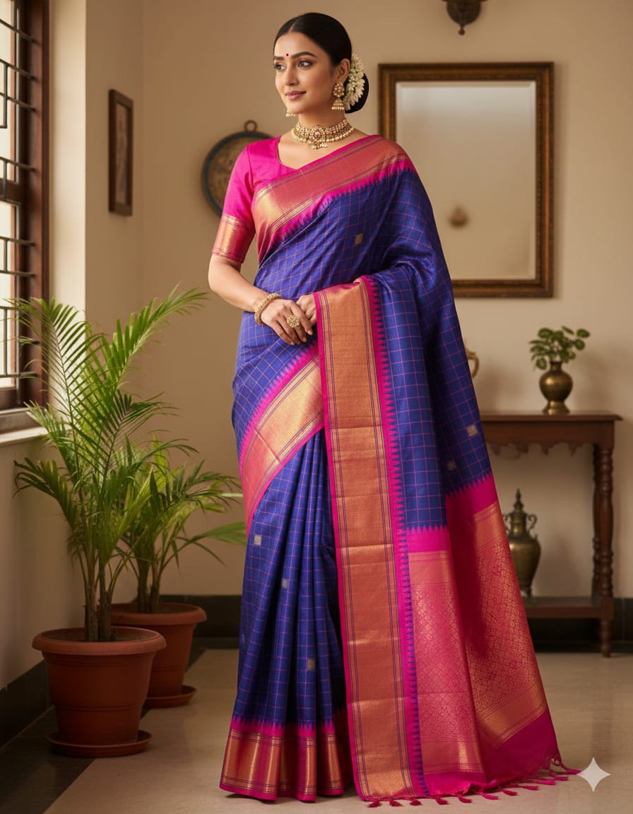 SJ051 KALYANI CHECKED SAREE
