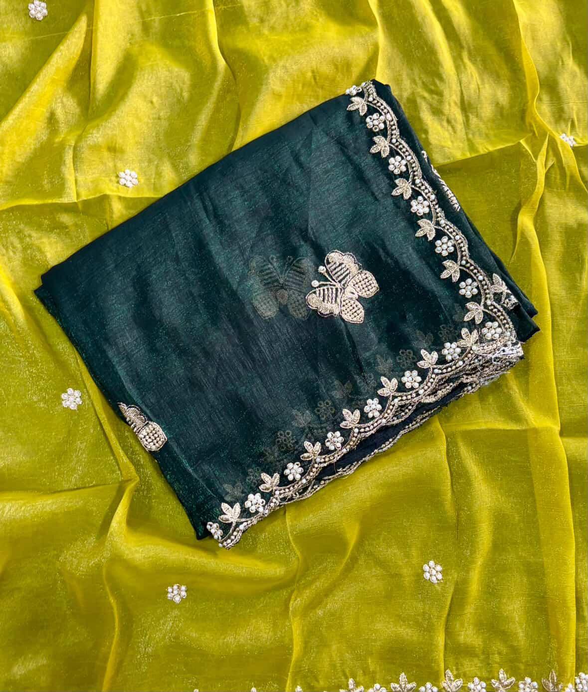 SJ038 CRUSHED SAREE WITH WORK BLOUSE