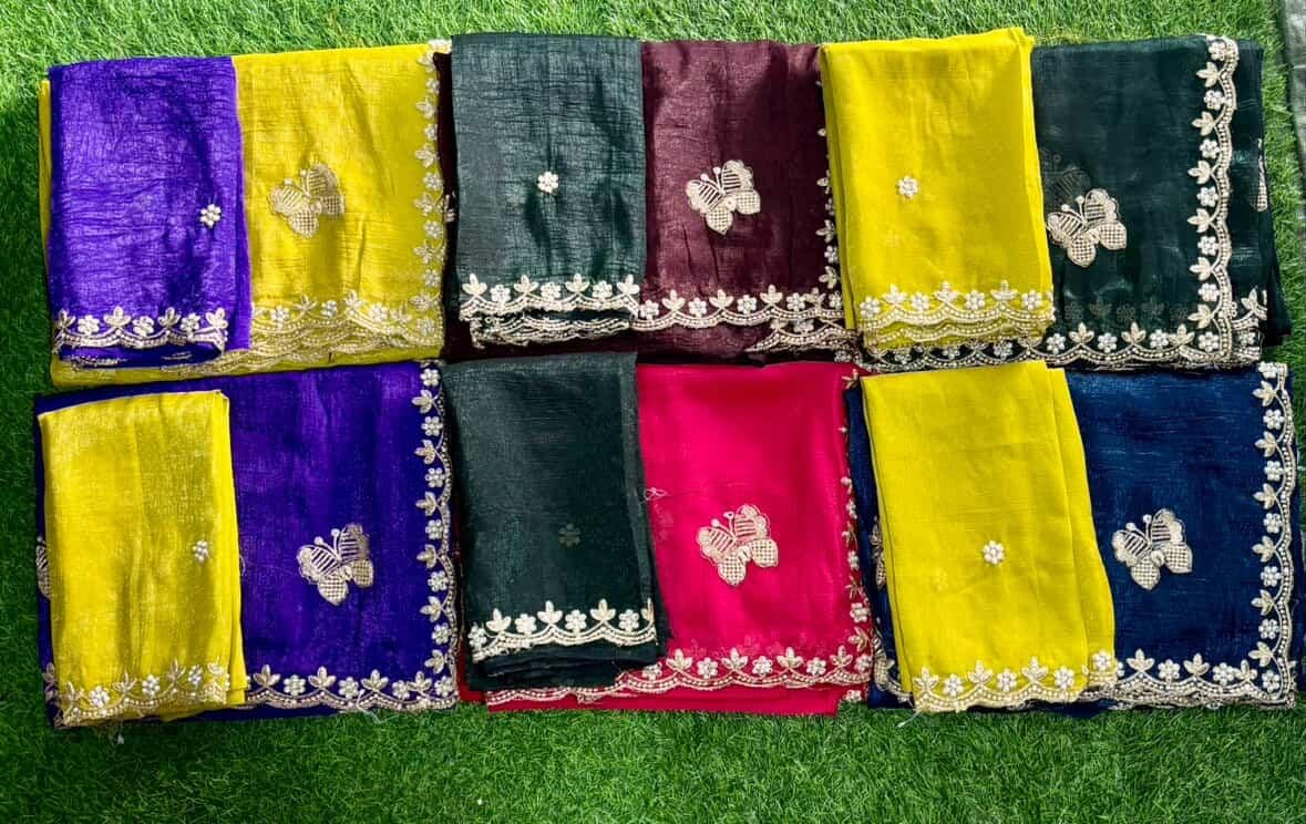 SJ038 CRUSHED SAREE WITH WORK BLOUSE