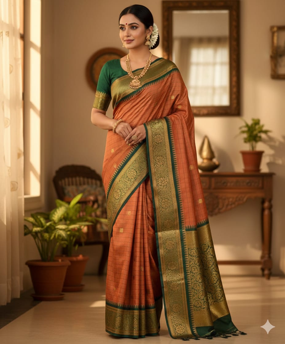SJ051 KALYANI CHECKED SAREE