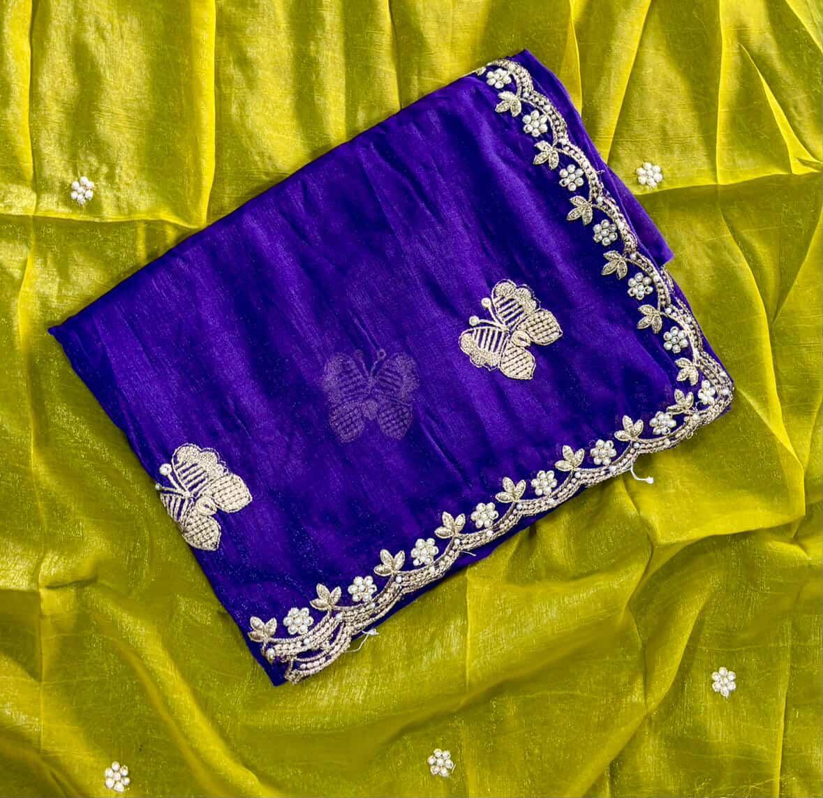 SJ038 CRUSHED SAREE WITH WORK BLOUSE