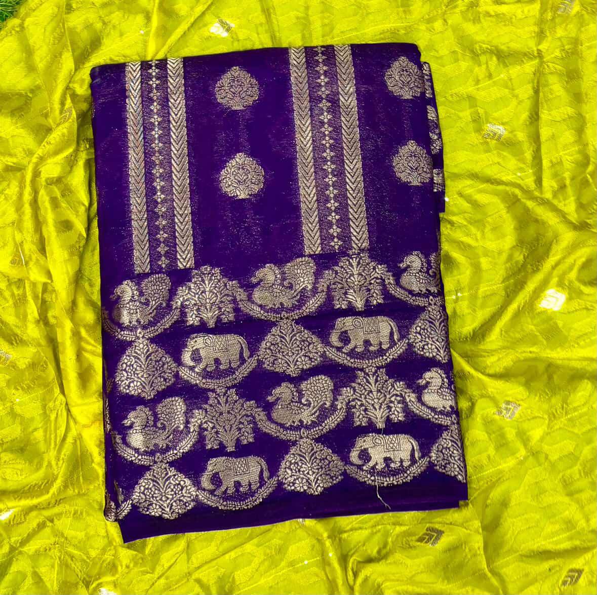 SJ035 ZARI WORK BANARASI SIK WITH ELEPHANT DESIGN