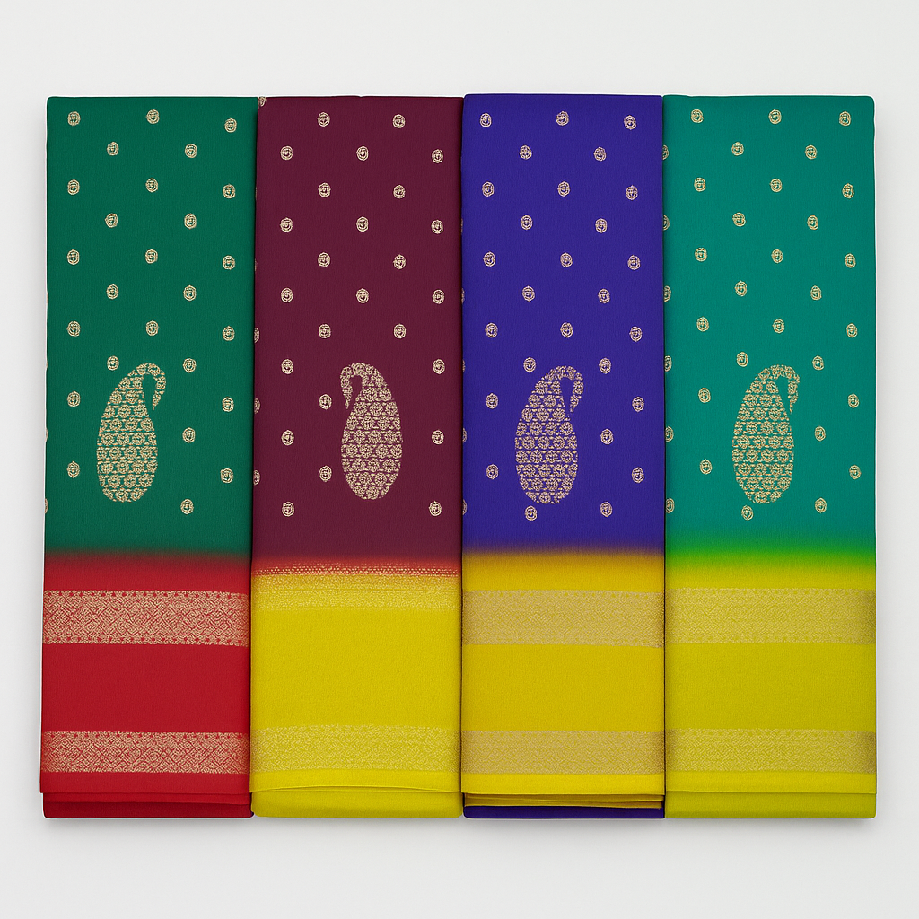 SJ017 CRUSHED GORGETTE WITH RETTA PATTA BODRER