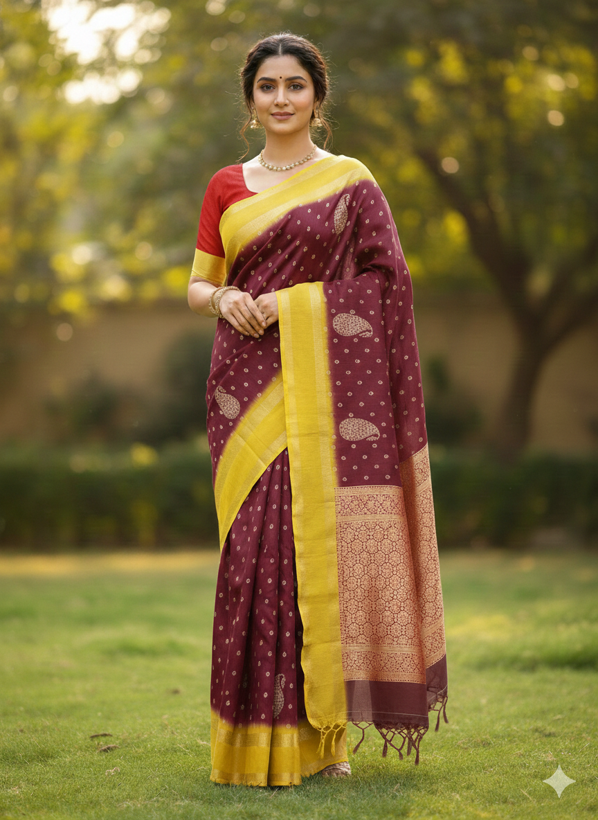 SJ017 CRUSHED GORGETTE WITH RETTA PATTA BODRER