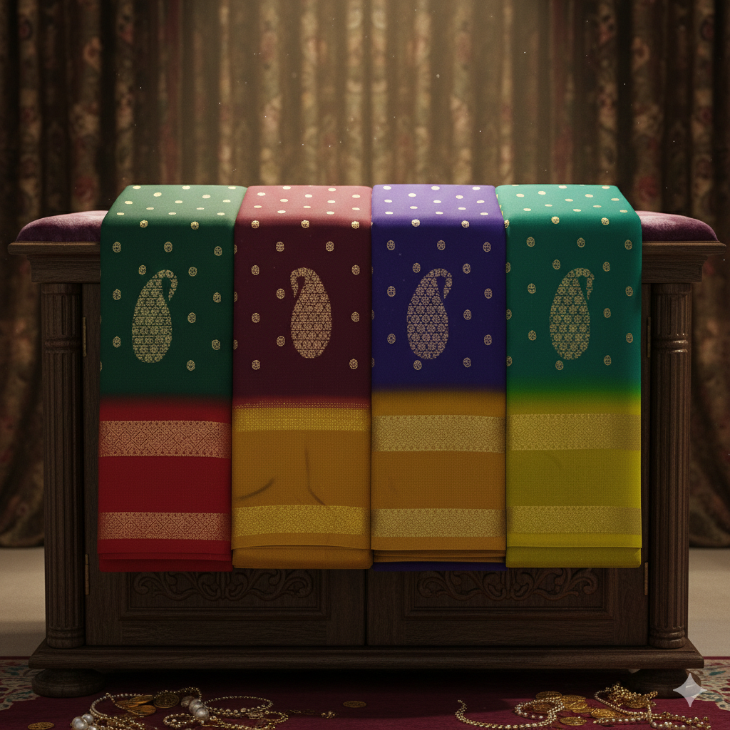 SJ017 CRUSHED GORGETTE WITH RETTA PATTA BODRER