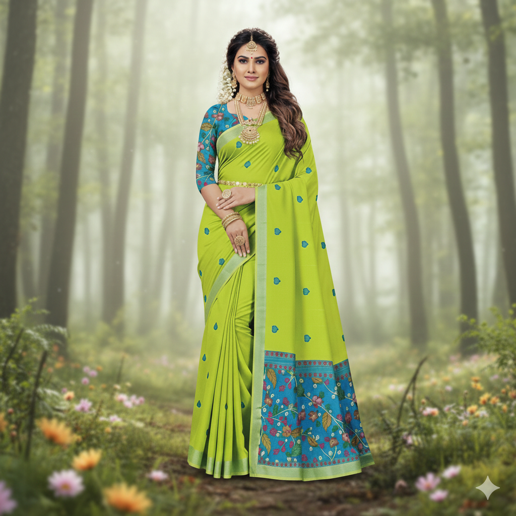 SJ006 LENIN COTTON YELLOW SAREE