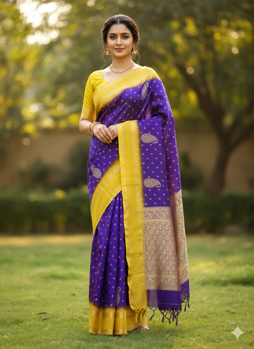 SJ017 CRUSHED GORGETTE WITH RETTA PATTA BODRER