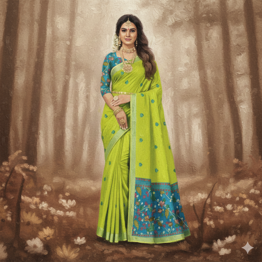 SJ006 LENIN COTTON YELLOW SAREE