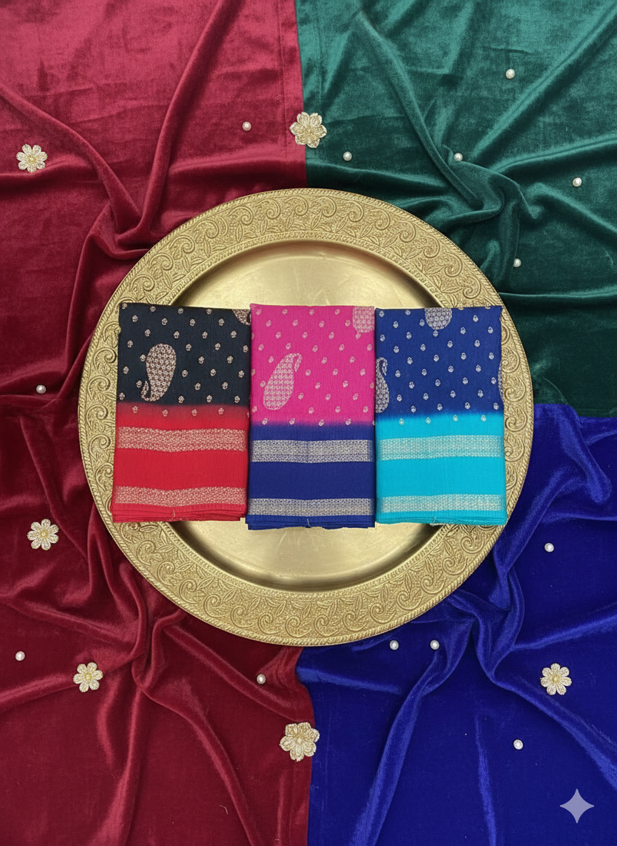 SJ017 CRUSHED GORGETTE WITH RETTA PATTA BODRER