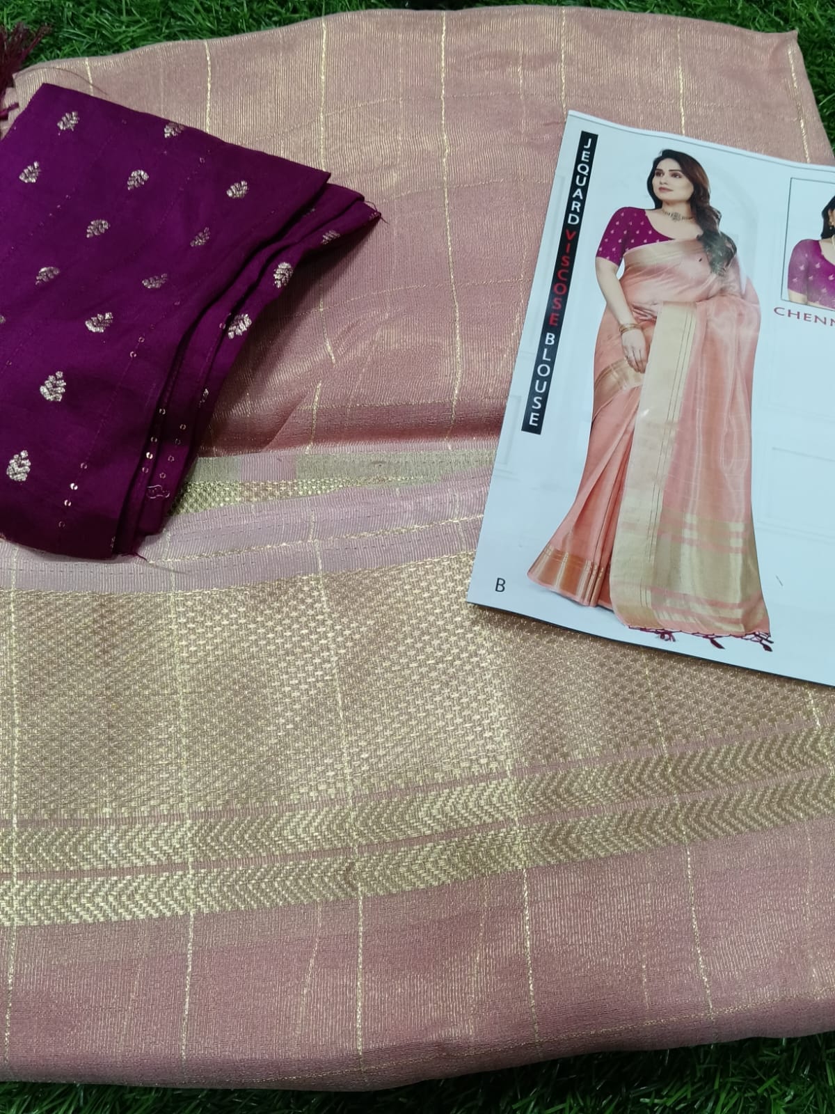 SJ013 EXCLUSIVE ROSEGOLD SAREE WITH BLOUSE