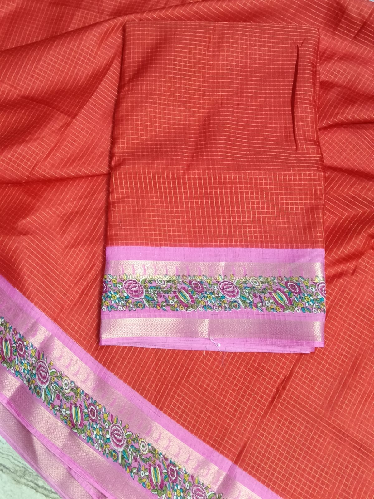SJ062  ZARI KATTAM PREMIUM DOLO WITH CONTRAST BORDER ARE PALLU