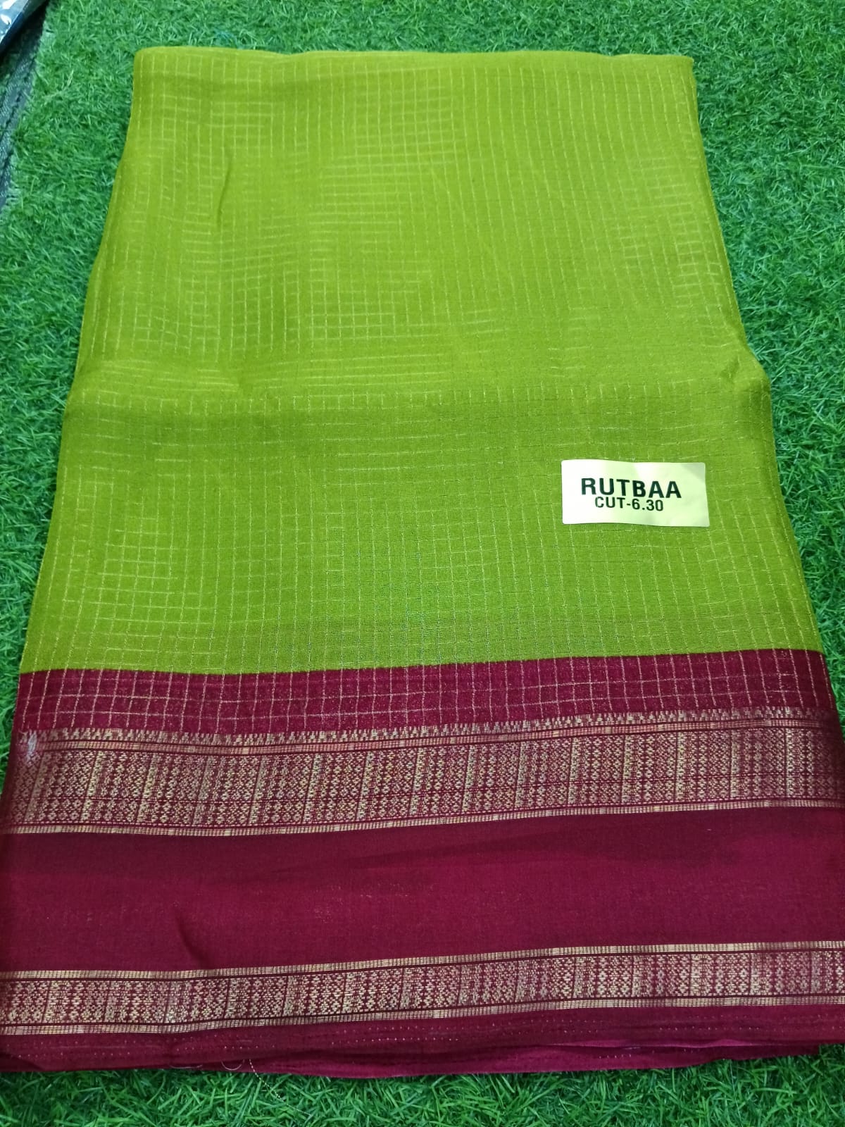 SJ064 ZARI KATTAM GAP BORDER DOLA SILK SAREE