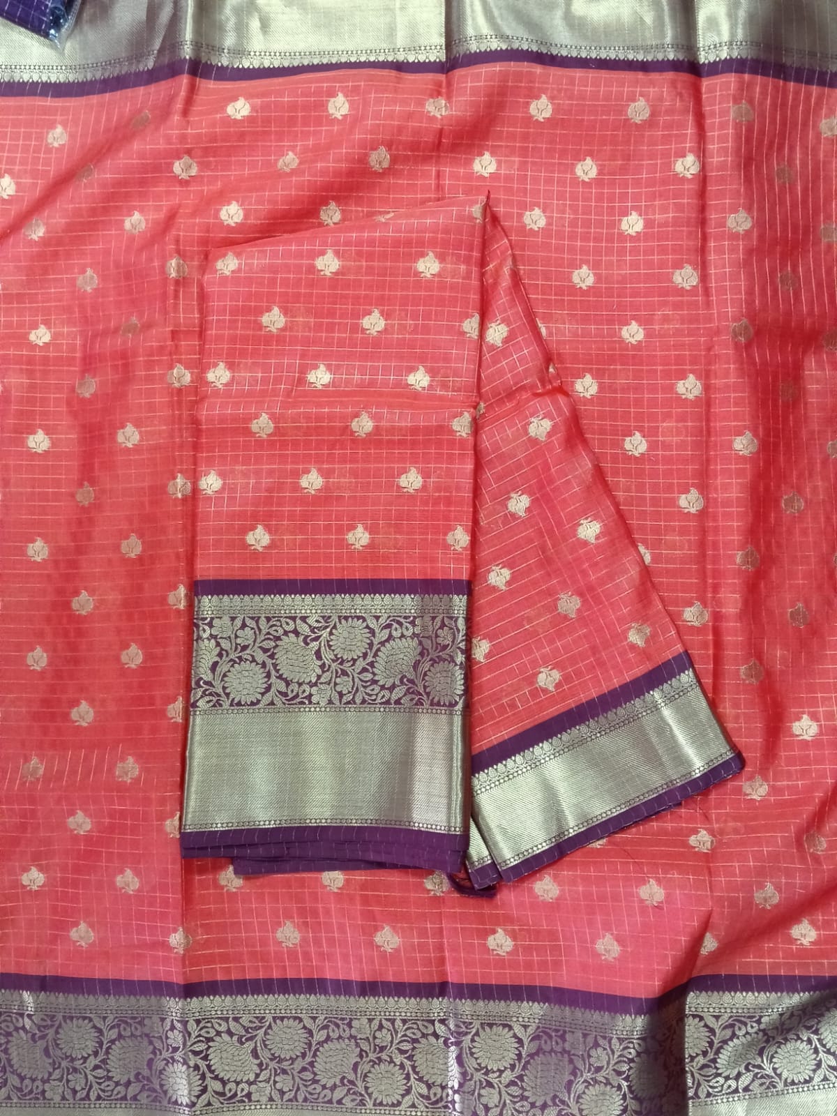 SJ065 RUSTY ORANGE GOLD ZARI BORDER