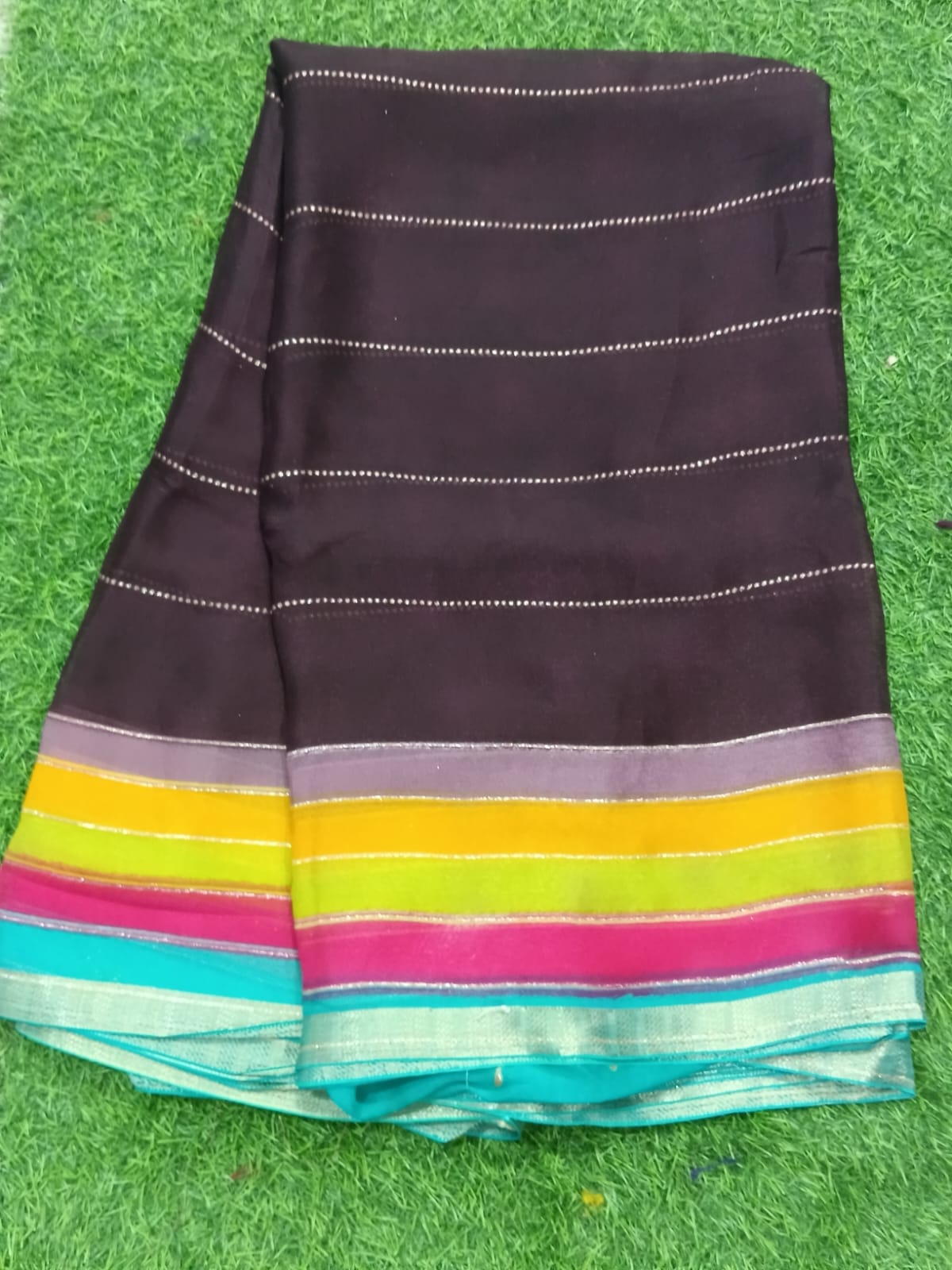 SJ111 GEORGET SAREE WITH ZARI LINE