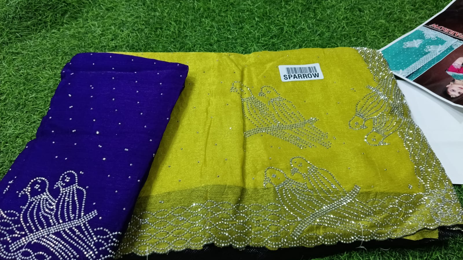SJ123 STONE WORK KURUVI   SPAY SILK SAREE