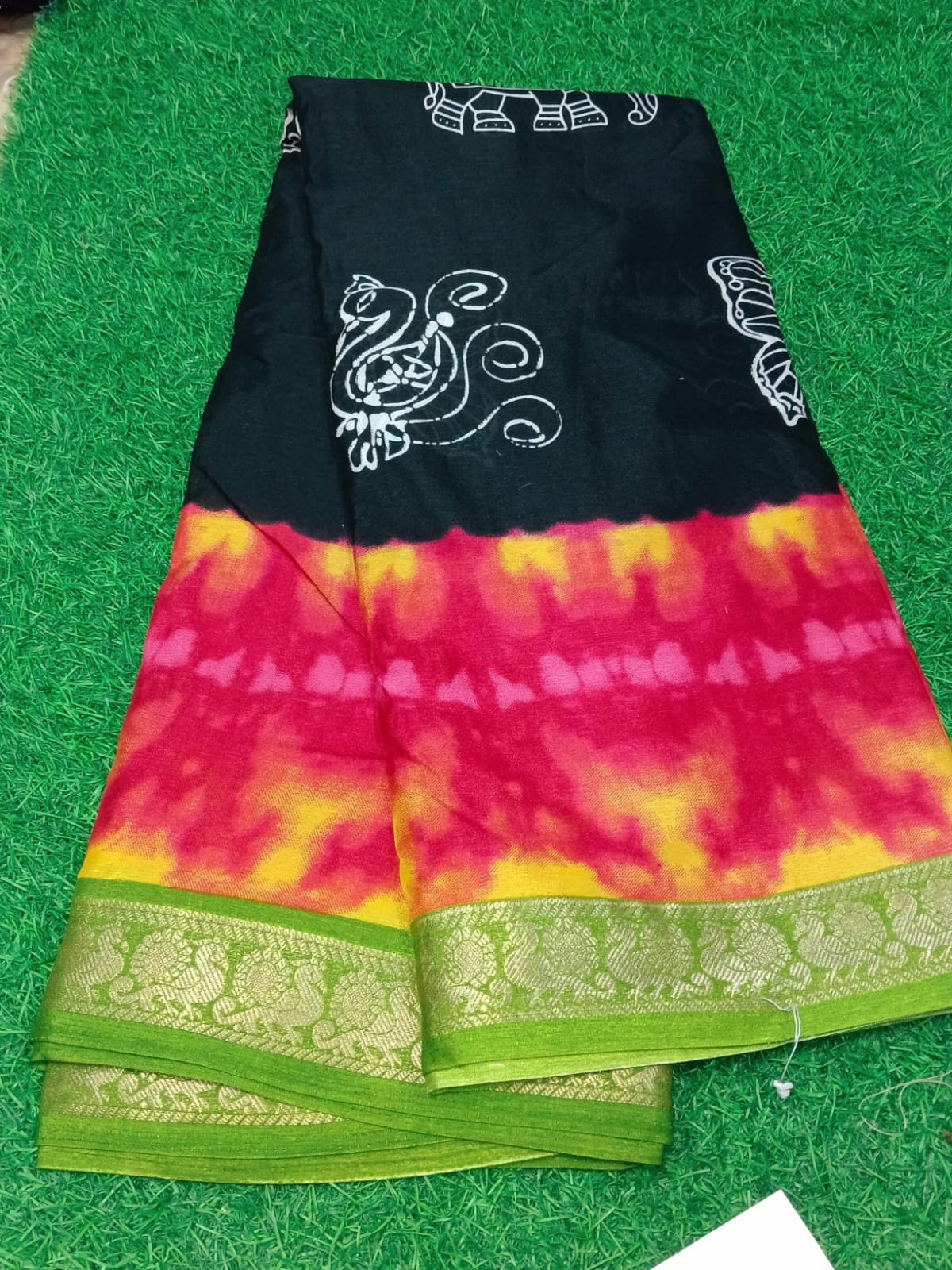 SJ128 SHIBORI PRINT DOUVLE COLOUR SAREE