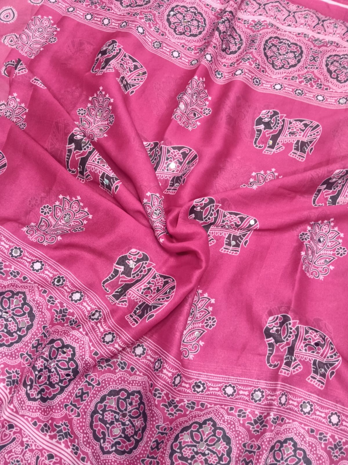 Sj131 elephant mirror work saree
