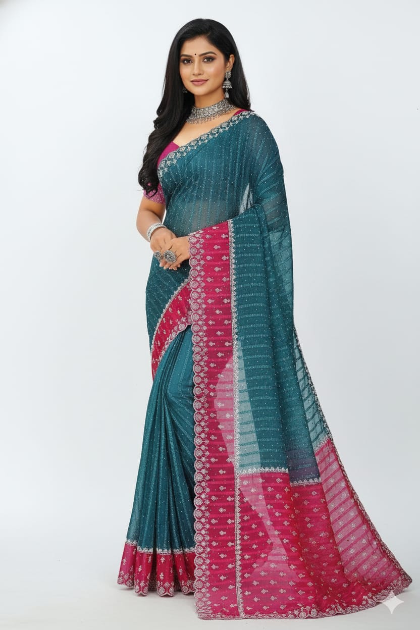 SJ012 ELEGANT STONE WORK SAREE