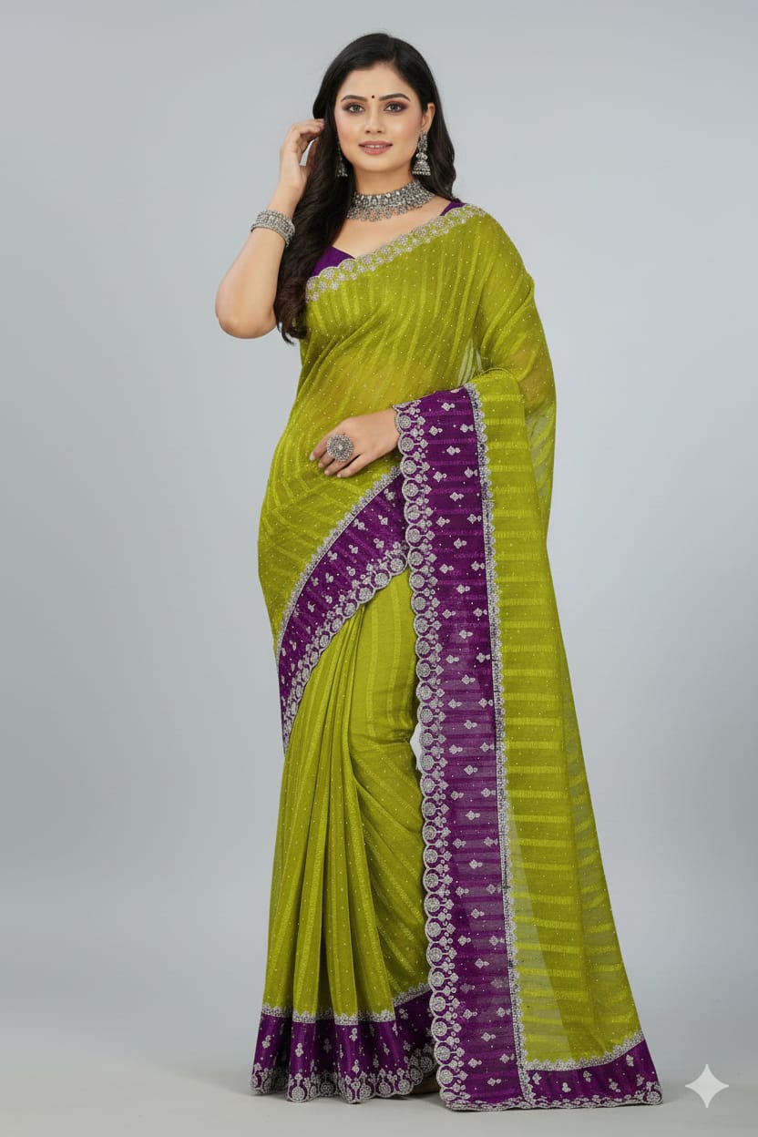 SJ012 ELEGANT STONE WORK SAREE
