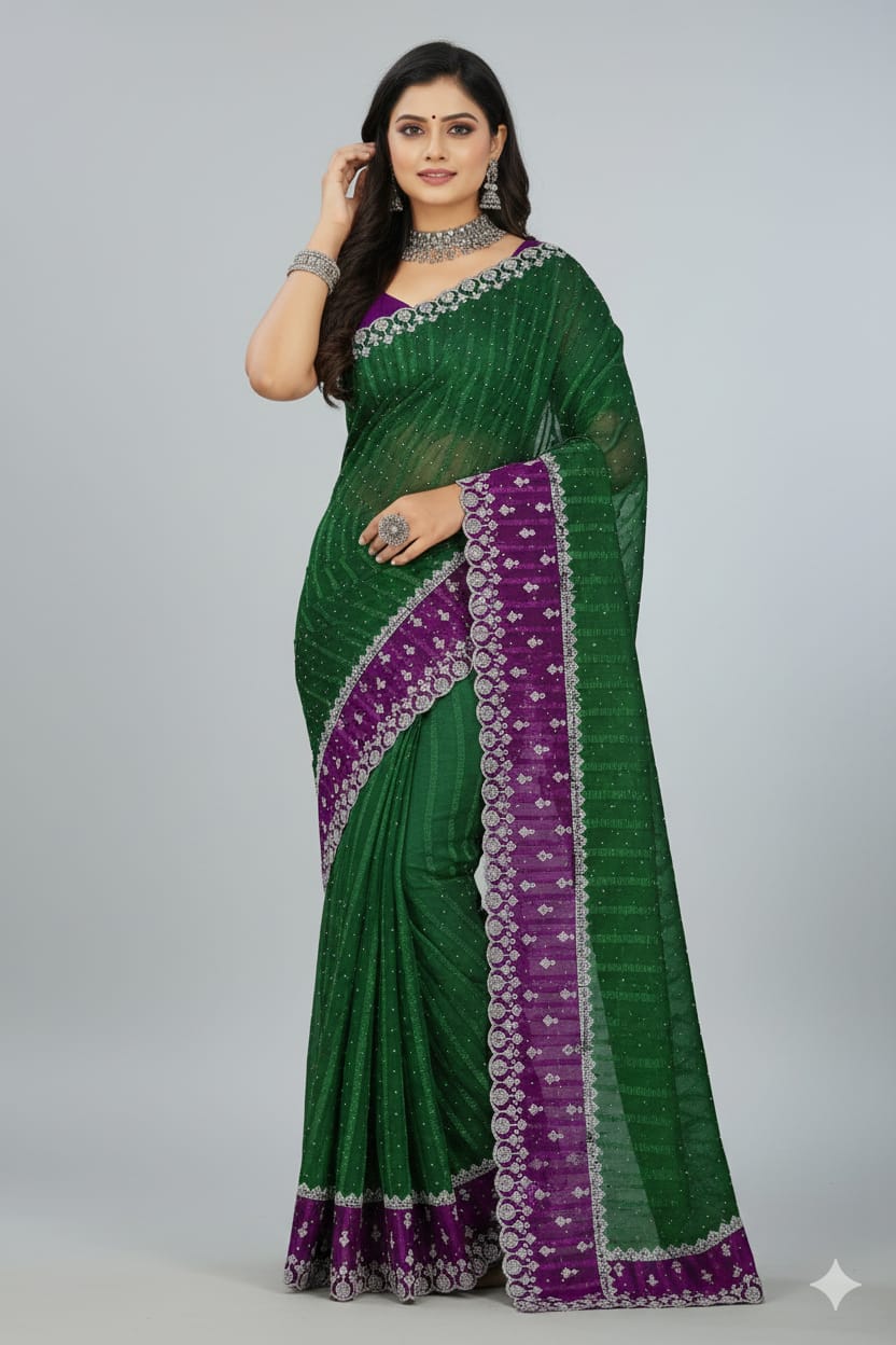SJ012 ELEGANT STONE WORK SAREE