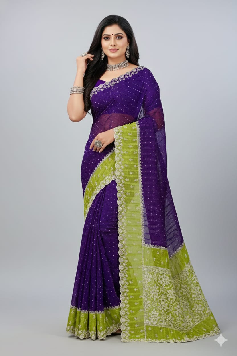 SJ012 ELEGANT STONE WORK SAREE