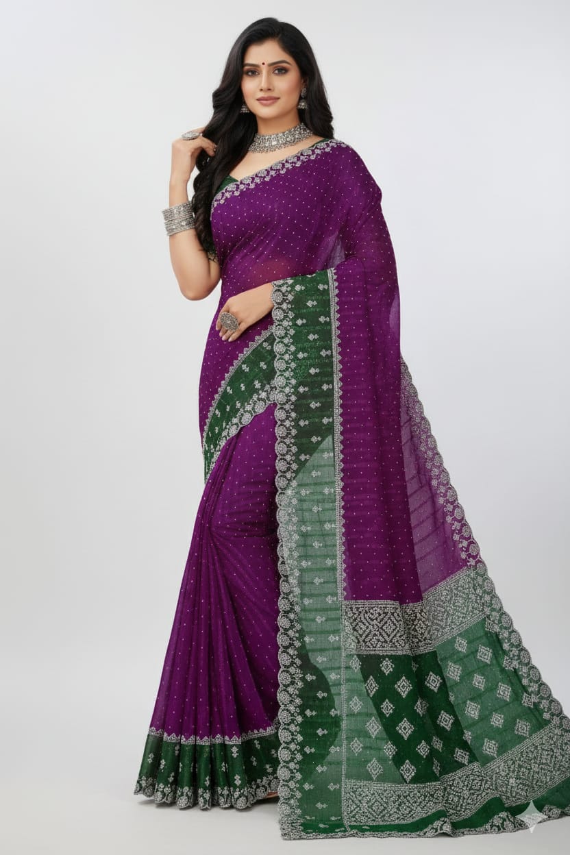 SJ012 ELEGANT STONE WORK SAREE
