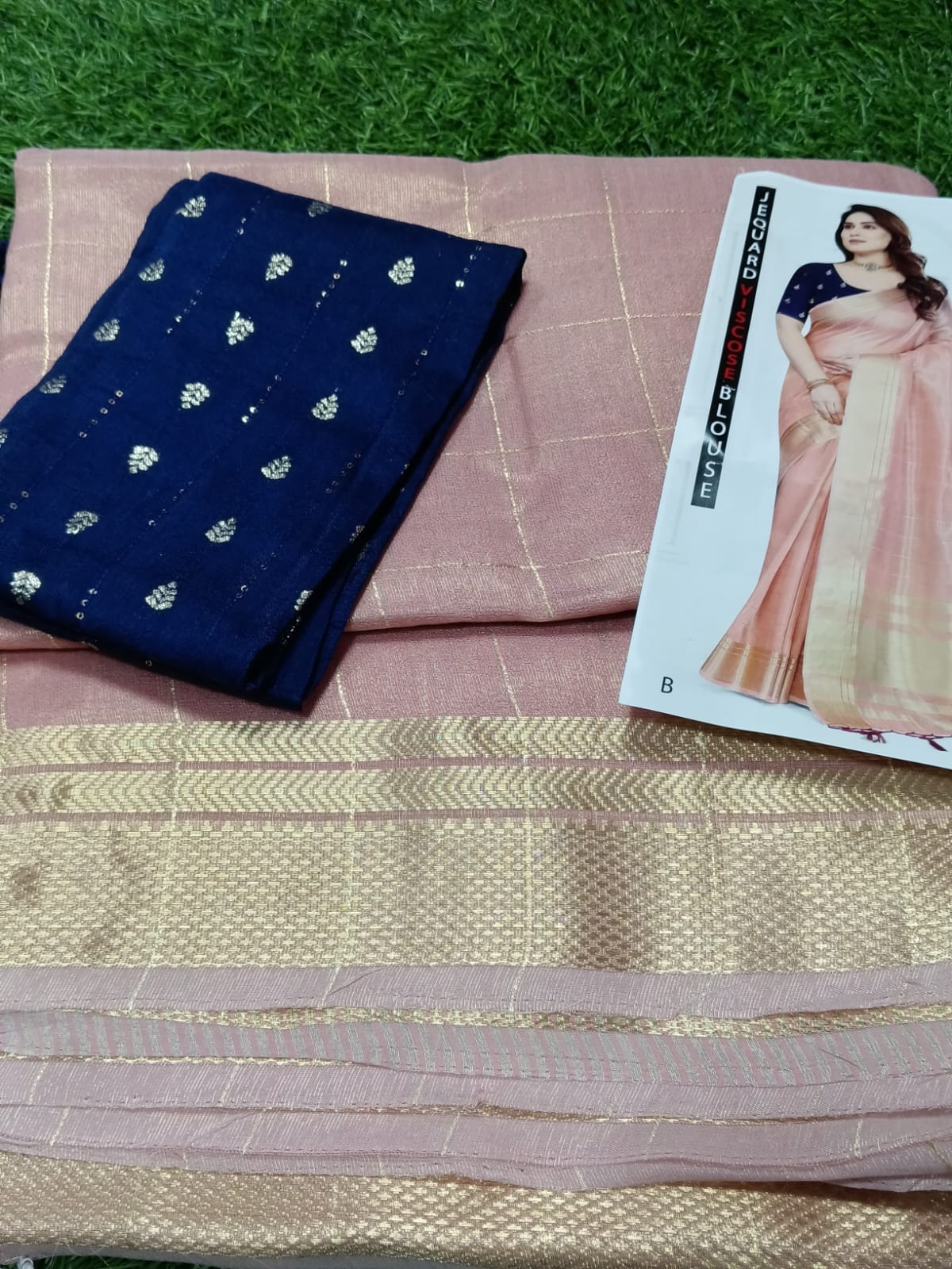 SJ013 EXCLUSIVE ROSEGOLD SAREE WITH BLOUSE