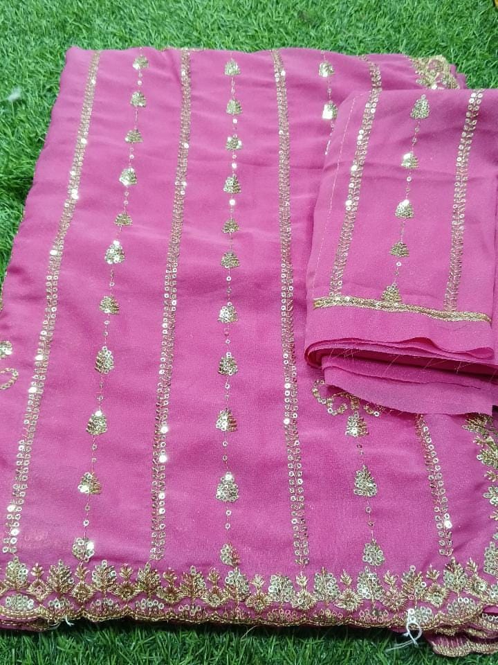SJ016 SHIMMER WITH SEQUENCE WORK SAREE WITH BLOUSE