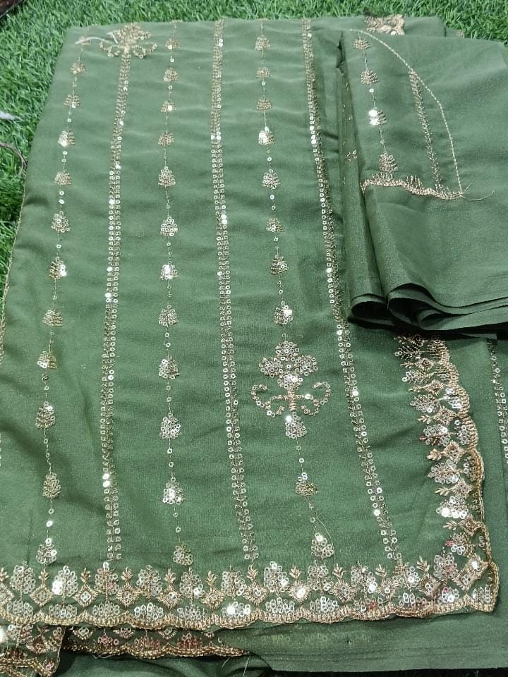 SJ016 SHIMMER WITH SEQUENCE WORK SAREE WITH BLOUSE