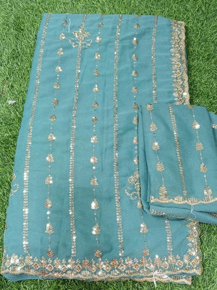 SJ016 SHIMMER WITH SEQUENCE WORK SAREE WITH BLOUSE