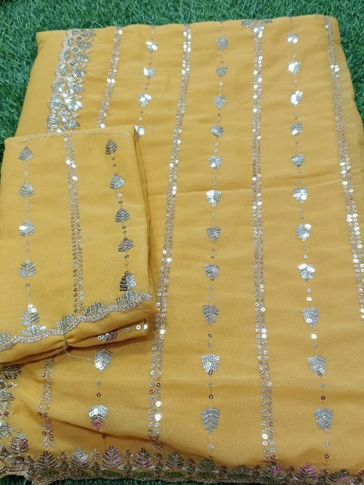 SJ016 SHIMMER WITH SEQUENCE WORK SAREE WITH BLOUSE