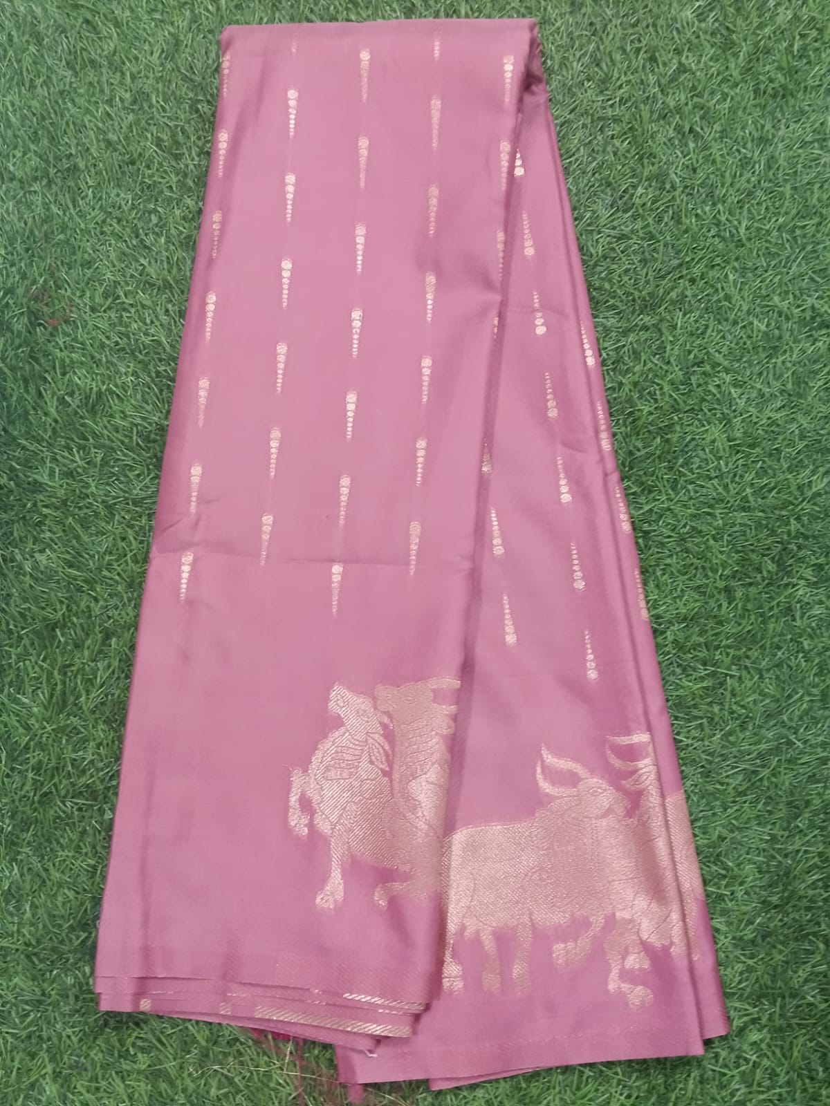 SJ019 MULBERY SILK BULL COW ZARI PRINT