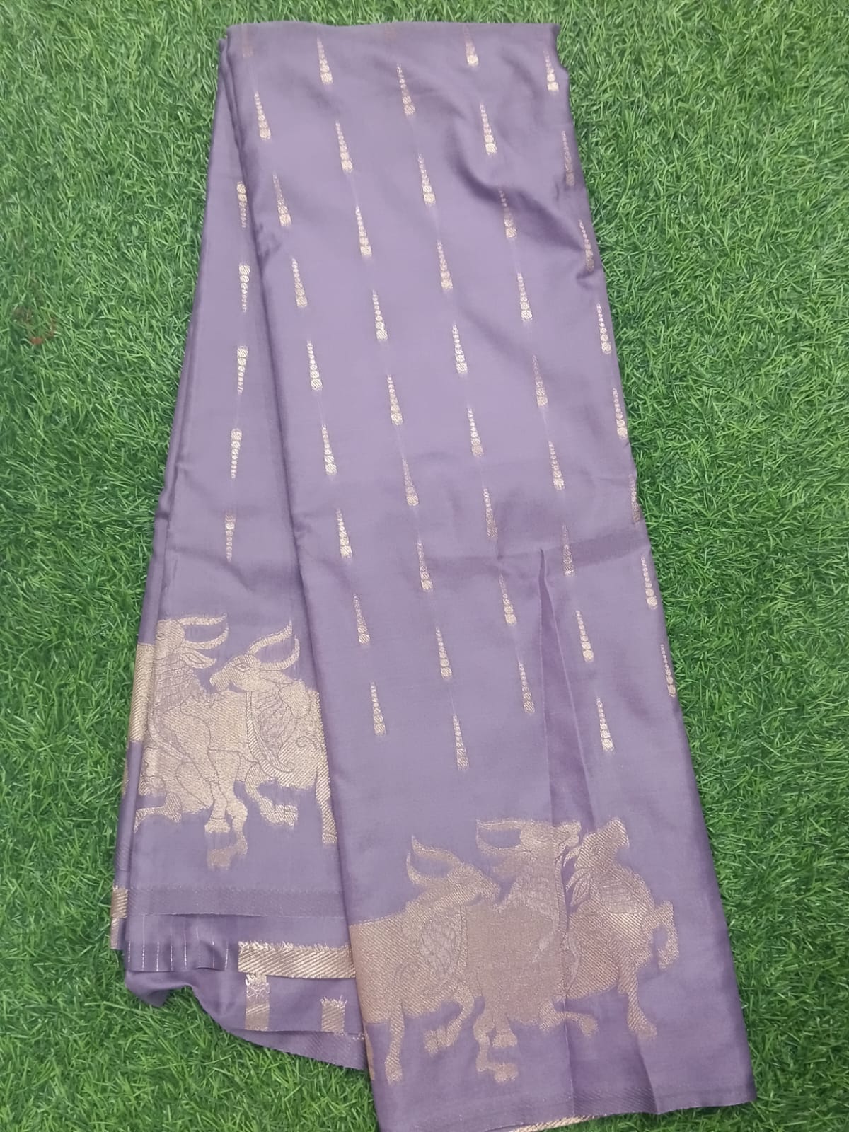 SJ019 MULBERY SILK BULL COW ZARI PRINT