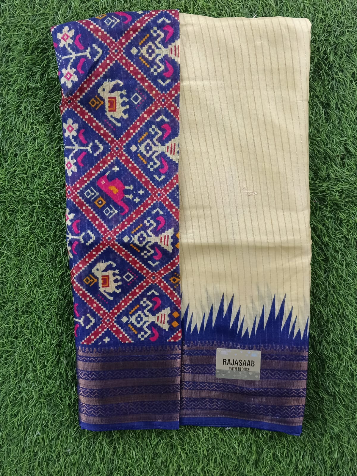 SJ055 DOLO ZARI LINE SAREE WITH  DIGITAL PRINTED BLOUSE