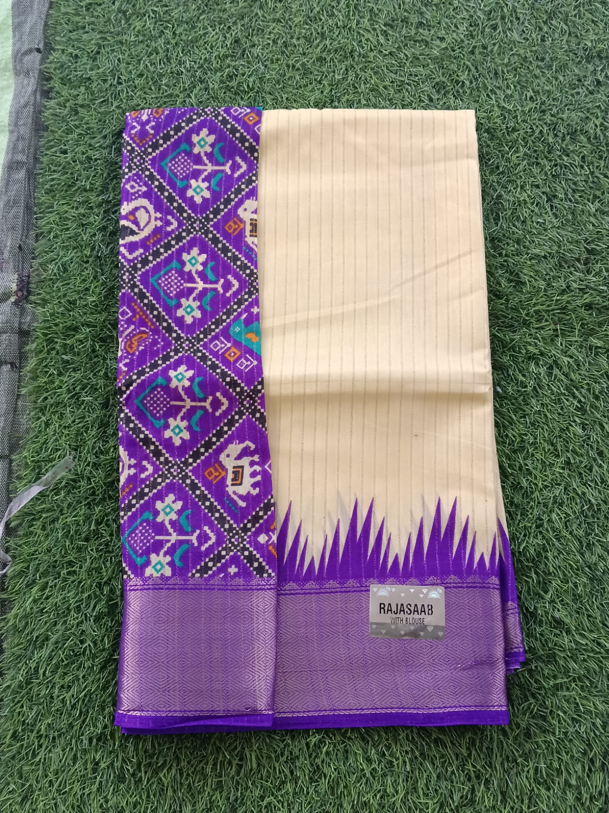 SJ055 DOLO ZARI LINE SAREE WITH  DIGITAL PRINTED BLOUSE