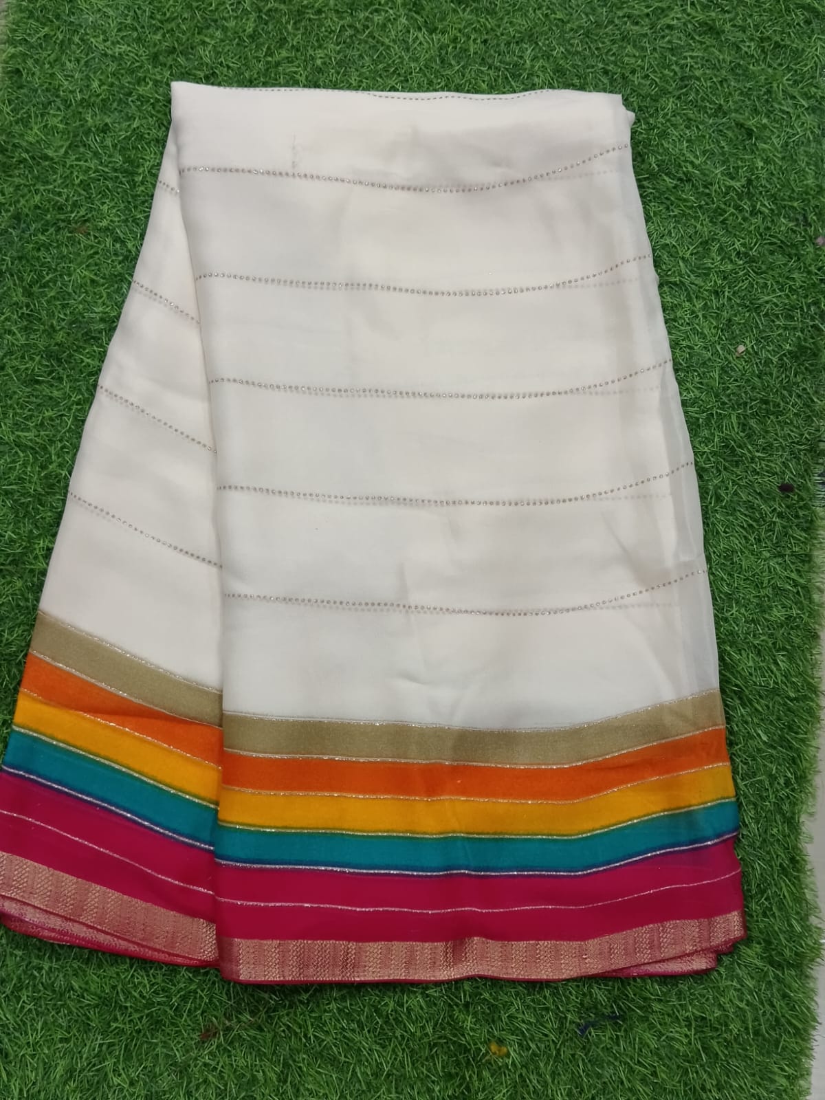 SJ111 GEORGET SAREE WITH ZARI LINE