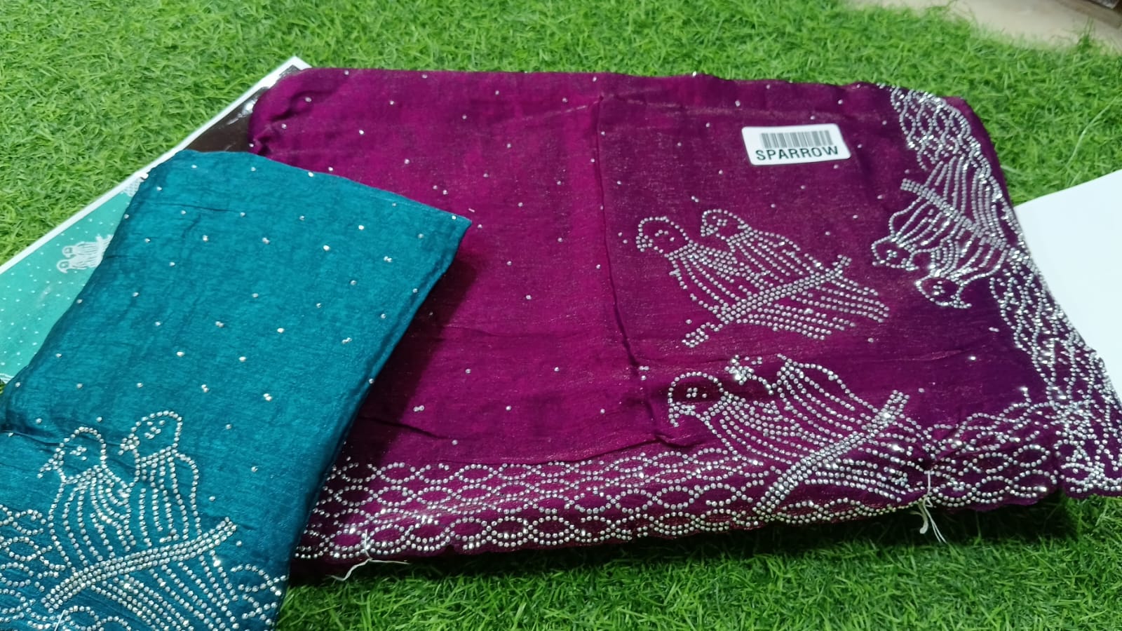 SJ123 STONE WORK KURUVI   SPAY SILK SAREE
