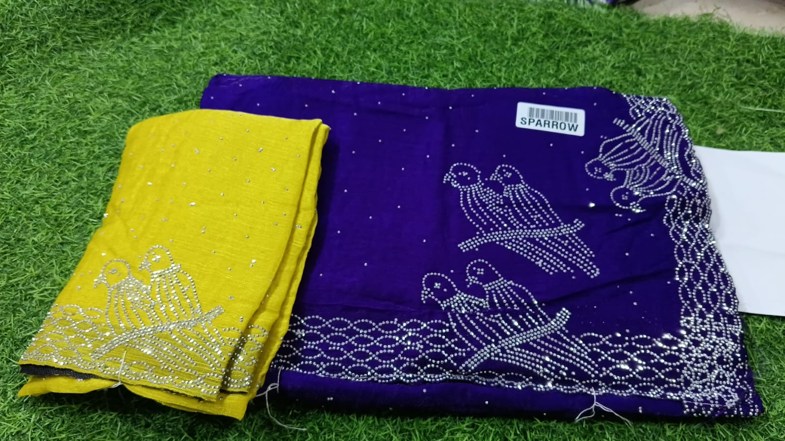 SJ123 STONE WORK KURUVI   SPAY SILK SAREE
