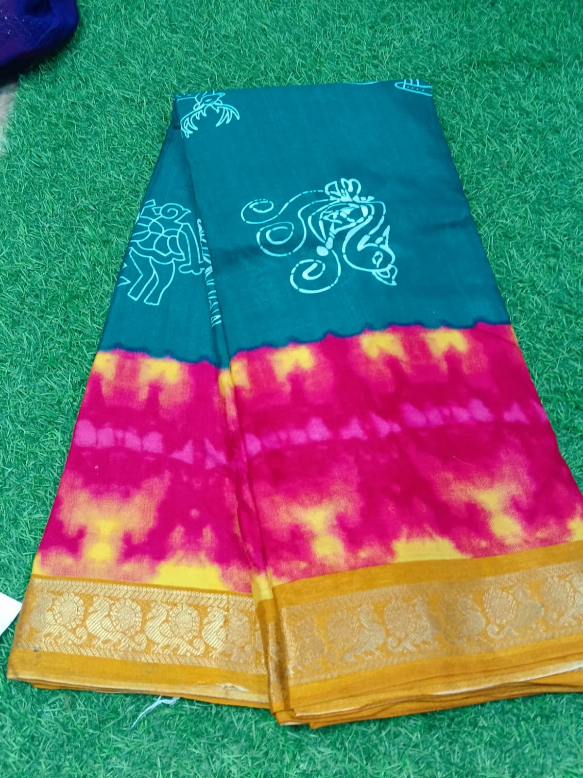 SJ128 SHIBORI PRINT DOUVLE COLOUR SAREE