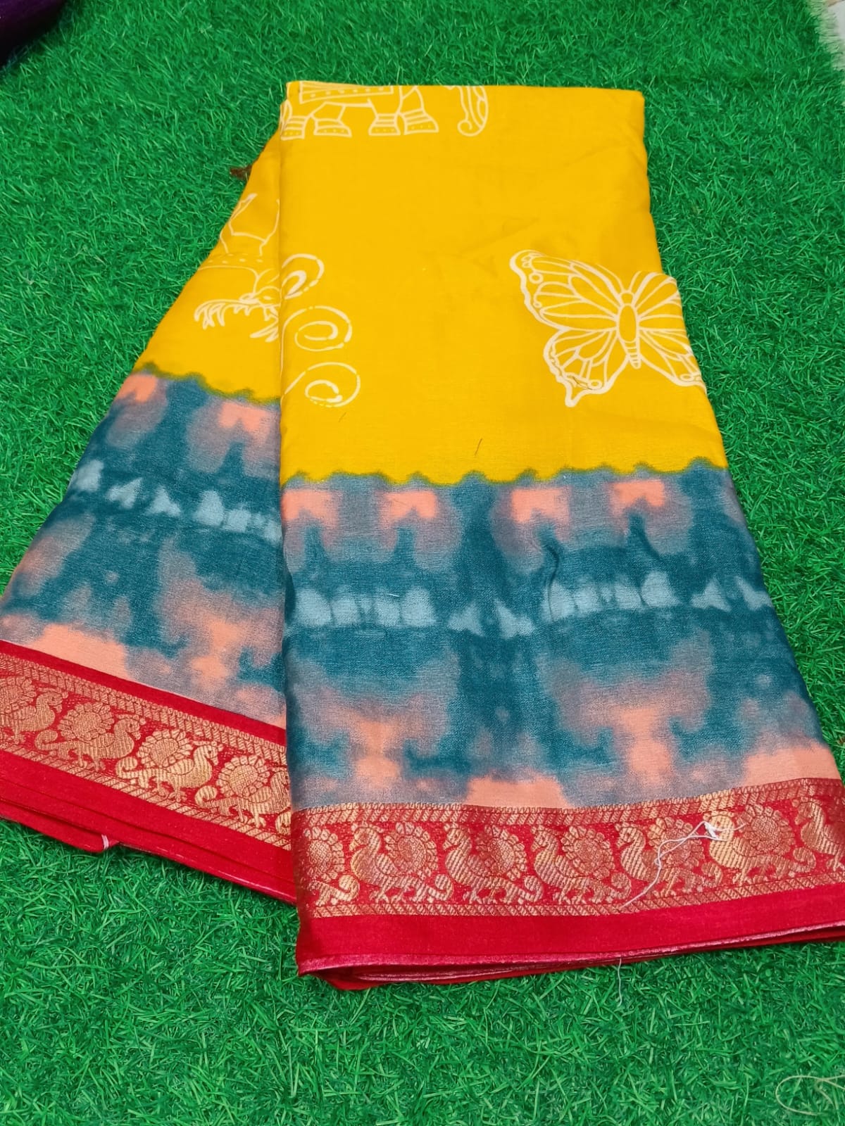 SJ128 SHIBORI PRINT DOUVLE COLOUR SAREE