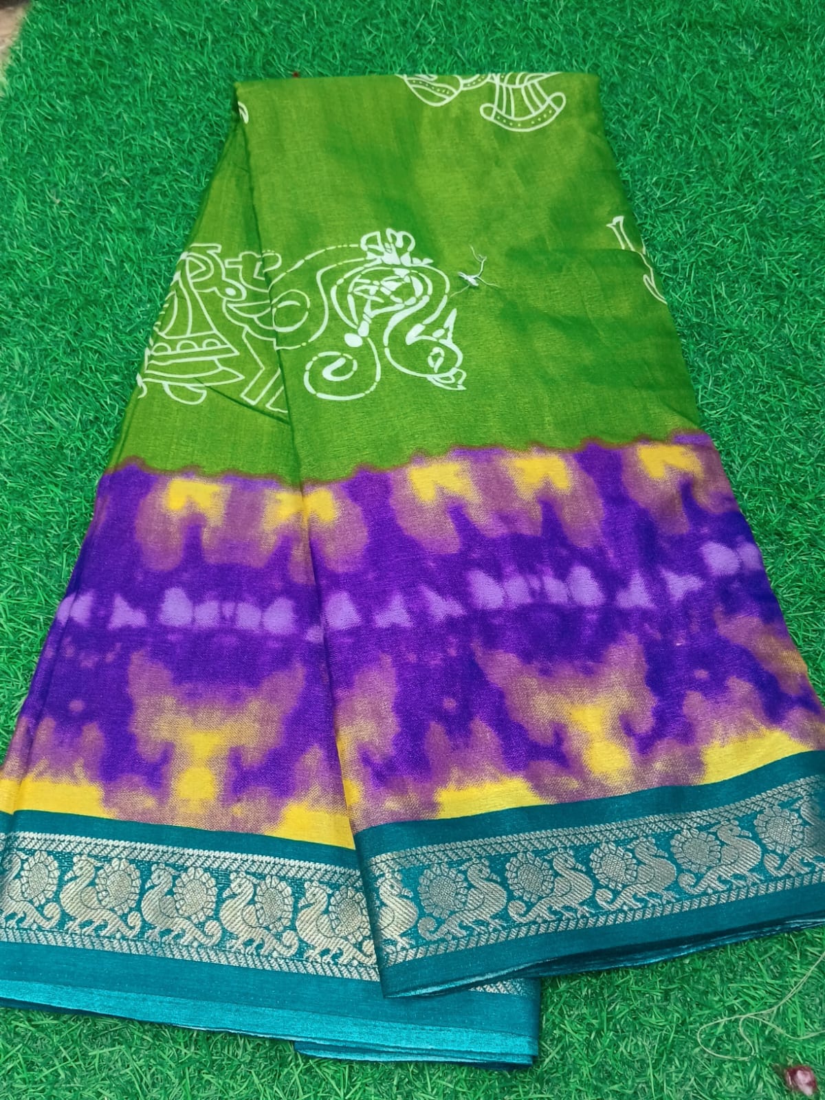SJ128 SHIBORI PRINT DOUVLE COLOUR SAREE
